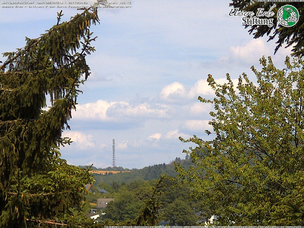 Archiv Foto Webcam Idar-Oberstein: Blick von Göttschied über die Höhen des Hunsrücks