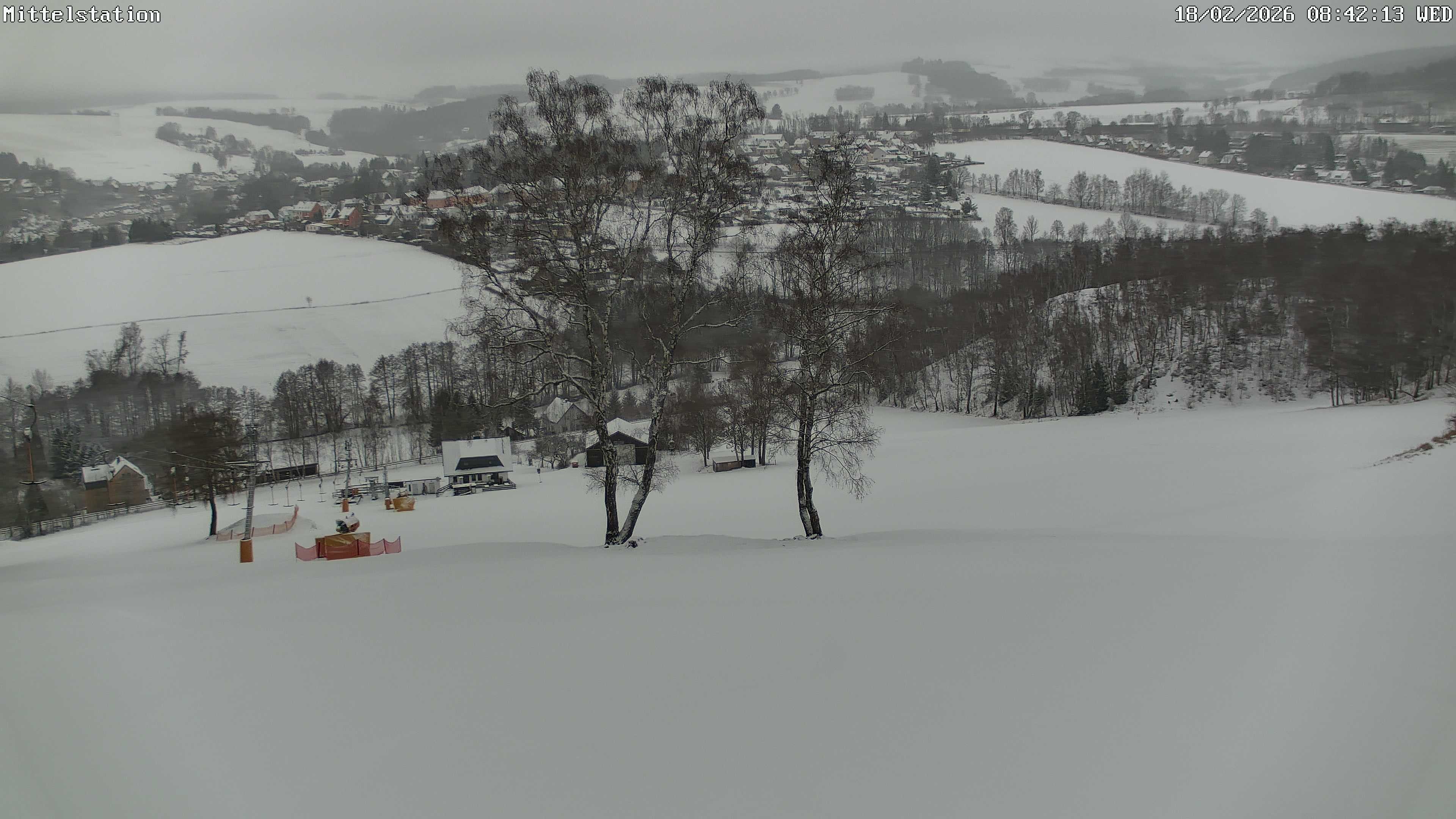 Archiv Foto Webcam Lössnitz: Skilift Mittelstation