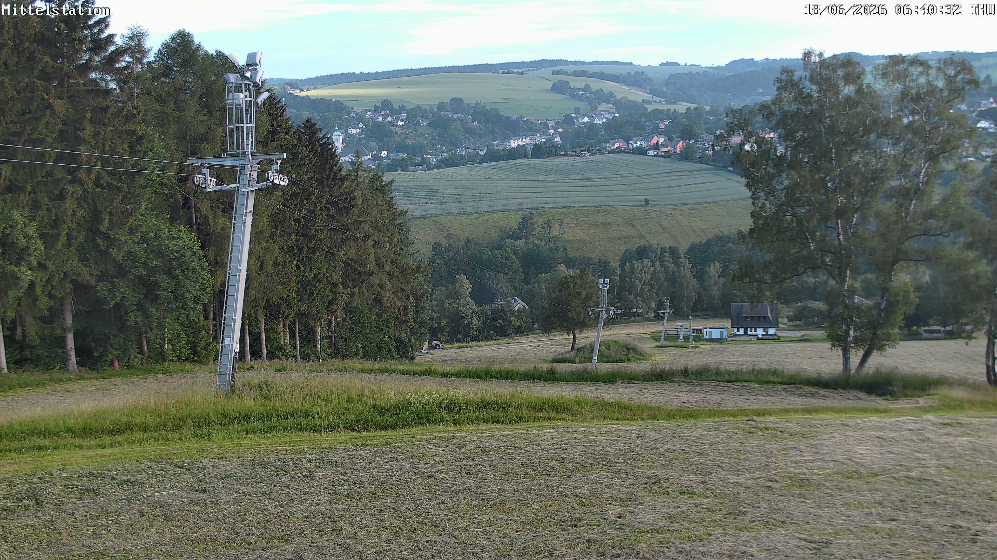 Archiv Foto Webcam Lössnitz: Skilift Mittelstation