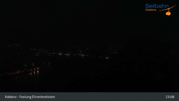 Archiv Foto Webcam Koblenz: Blick von der Festung auf Seilbahn und Deutsches Eck