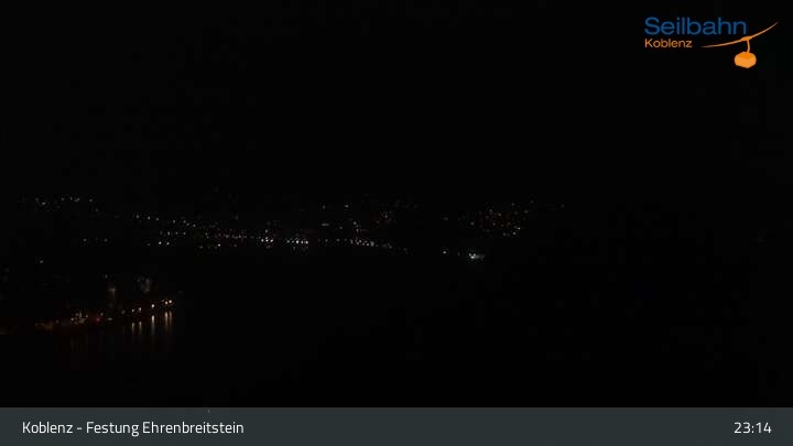 Archiv Foto Webcam Koblenz: Blick von der Festung auf Seilbahn und Deutsches Eck