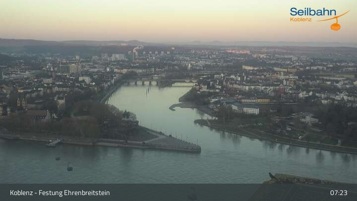 Archived image Webcam Koblenz - View from fortress and cable car