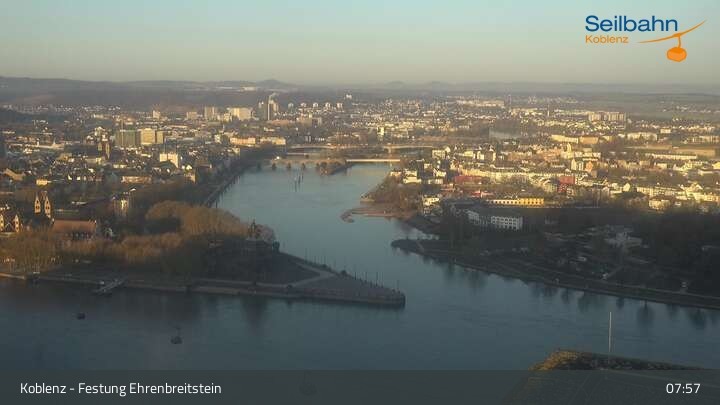 Archived image Webcam Koblenz - View from fortress and cable car