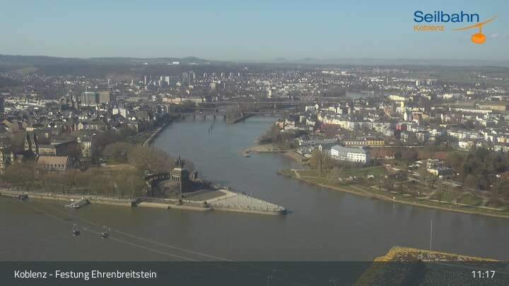 Archived image Webcam Koblenz - View from fortress and cable car