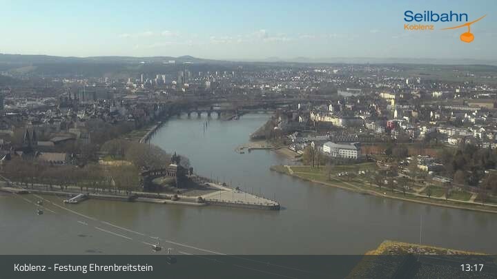 Archived image Webcam Koblenz - View from fortress and cable car