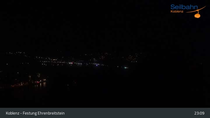 Archiv Foto Webcam Koblenz: Blick von der Festung auf Seilbahn und Deutsches Eck