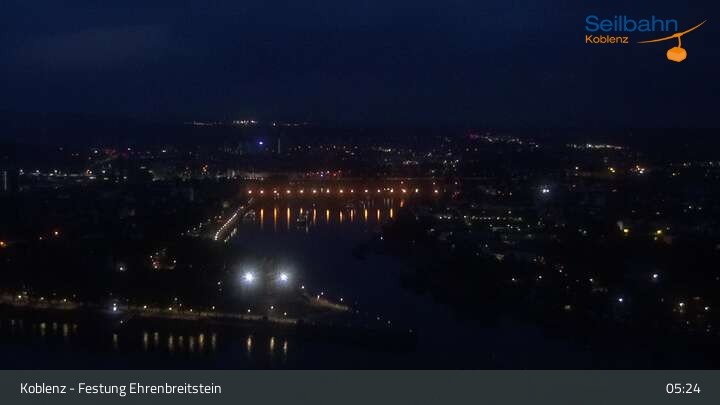 Archived image Webcam Koblenz - View from fortress and cable car