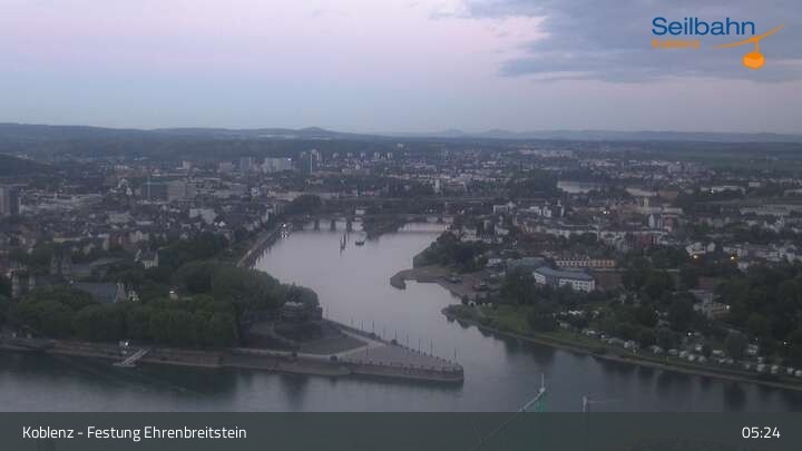 Archived image Webcam Koblenz - View from fortress and cable car