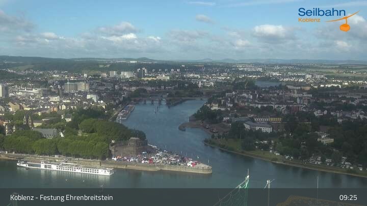 Archived image Webcam Koblenz - View from fortress and cable car