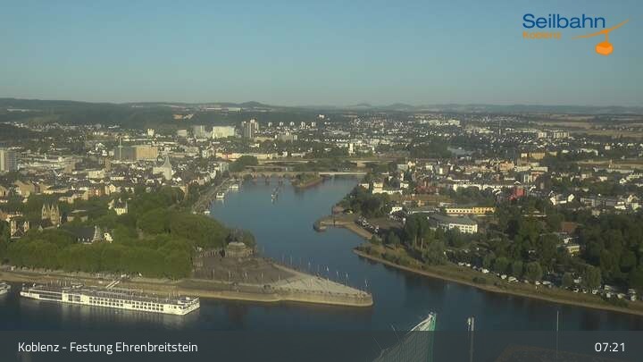 Archived image Webcam Koblenz - View from fortress and cable car
