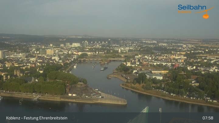 Archived image Webcam Koblenz - View from fortress and cable car
