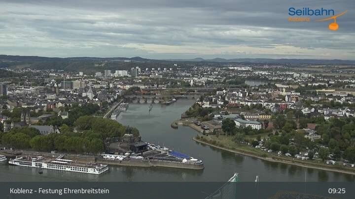 Archived image Webcam Koblenz - View from fortress and cable car