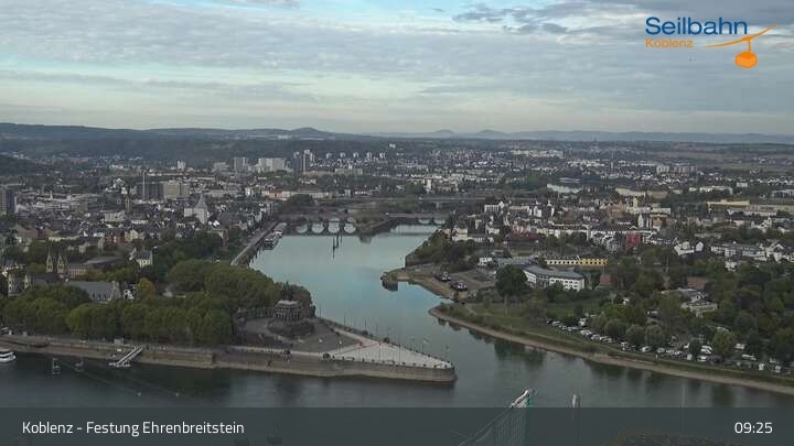 Archived image Webcam Koblenz - View from fortress and cable car