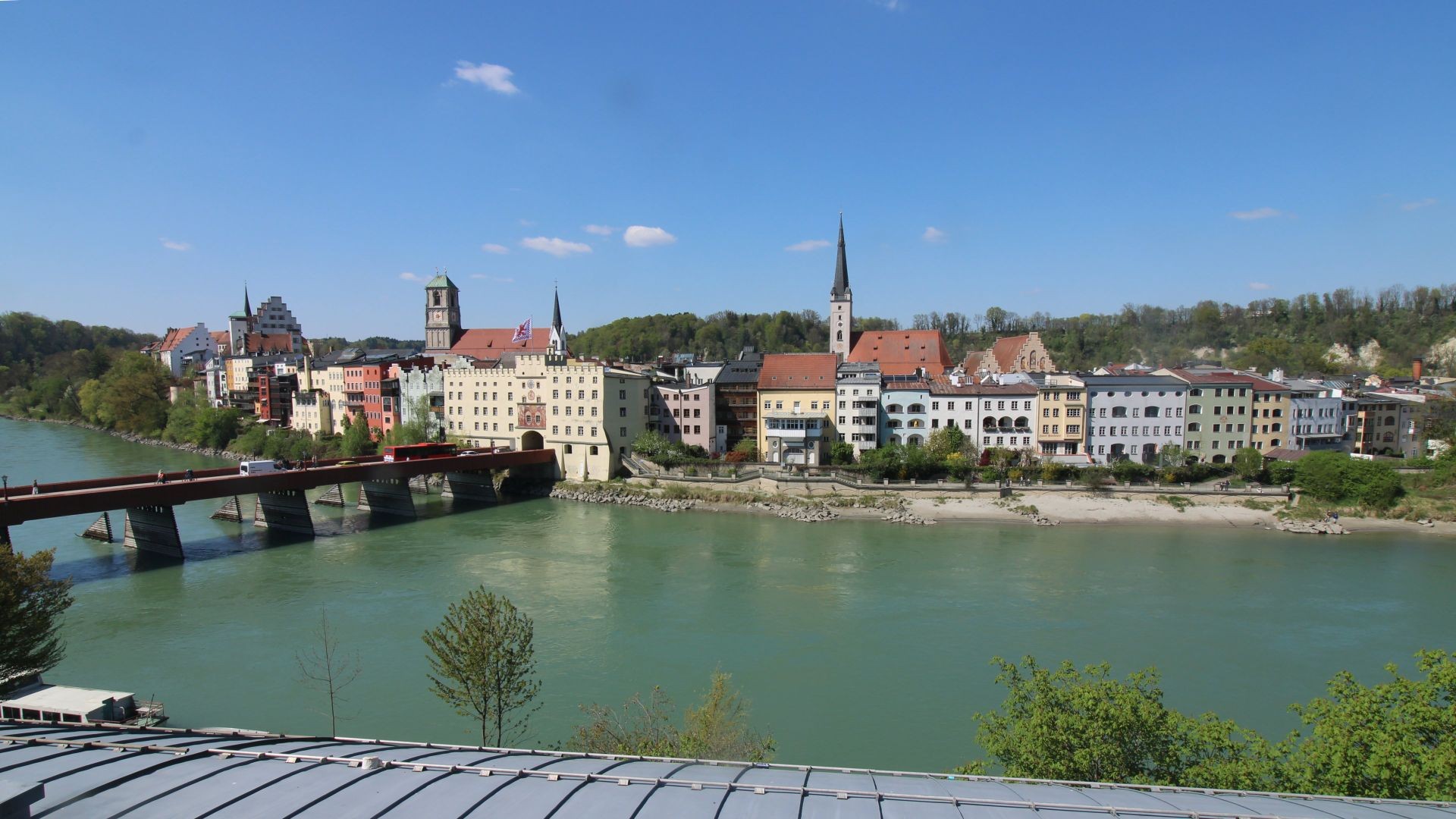 Archiv Foto Webcam Rote Brücke und Brucktor Wasserburg am Inn