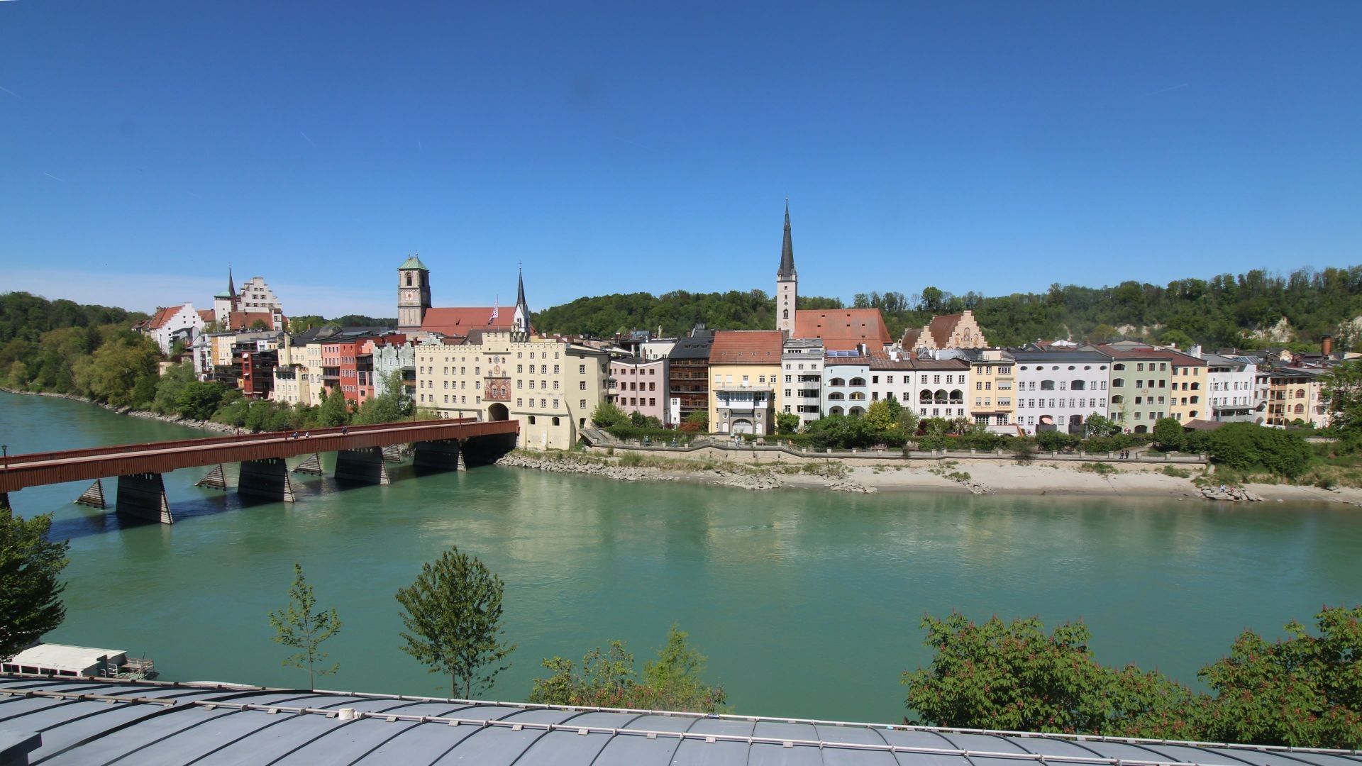 Archiv Foto Webcam Rote Brücke und Brucktor Wasserburg am Inn