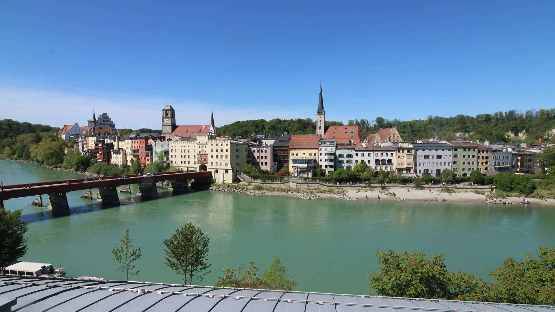 Archiv Foto Webcam Rote Brücke und Brucktor Wasserburg am Inn