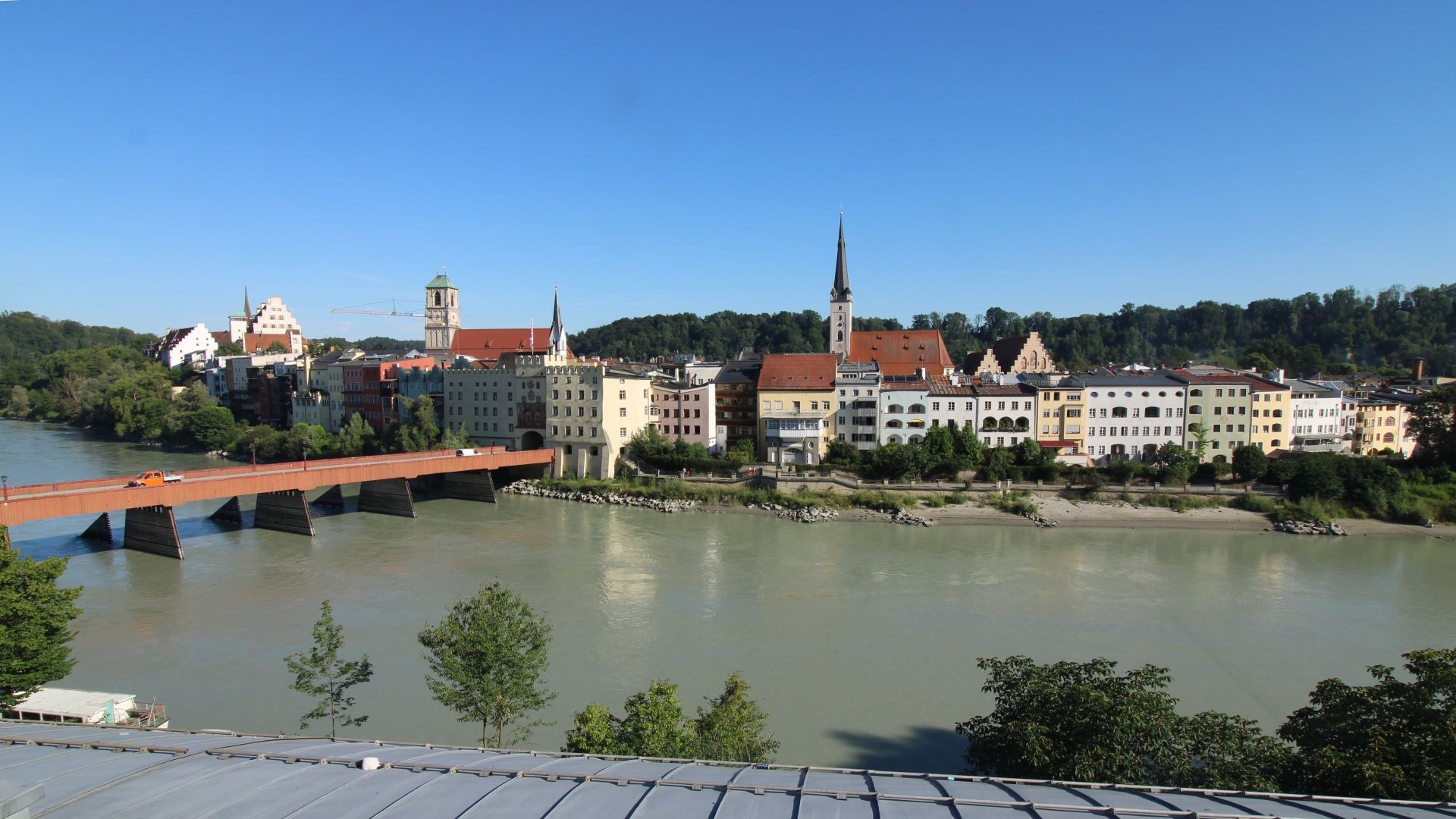Archiv Foto Webcam Rote Brücke und Brucktor Wasserburg am Inn