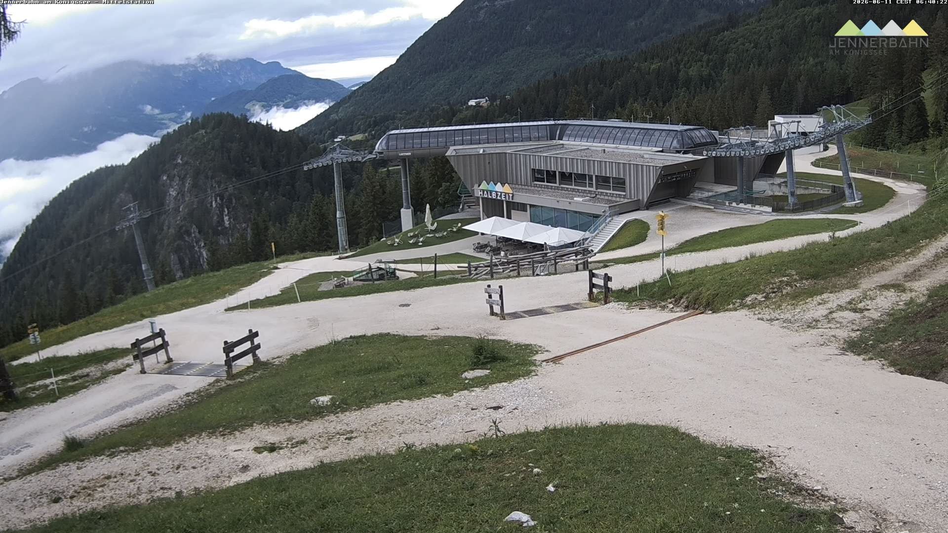Archived image Webcam Lake Königssee: Jenner Mountain Mid Station