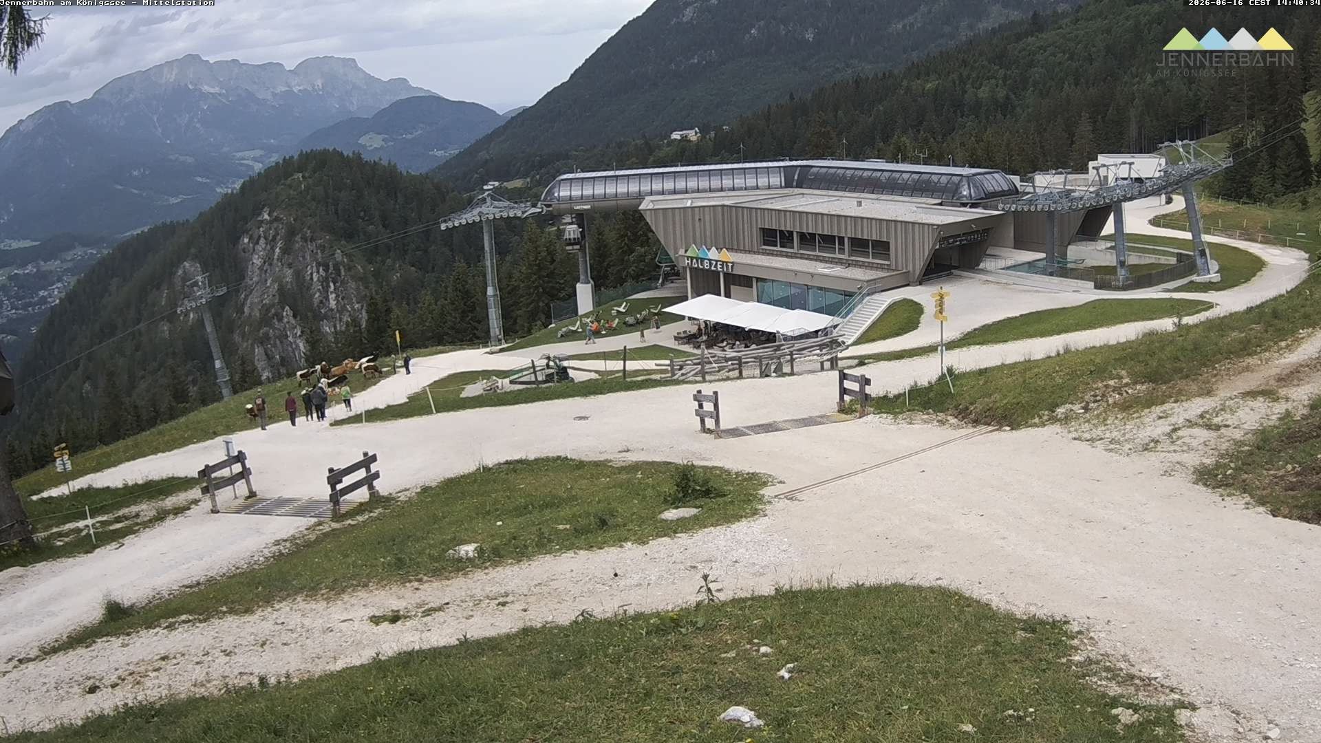 Archived image Webcam Lake Königssee: Jenner Mountain Mid Station