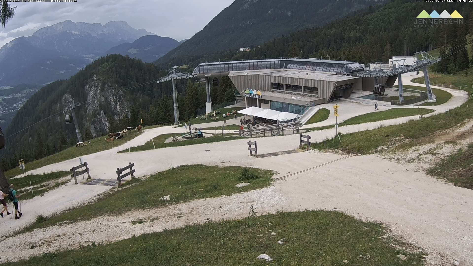 Archived image Webcam Lake Königssee: Jenner Mountain Mid Station