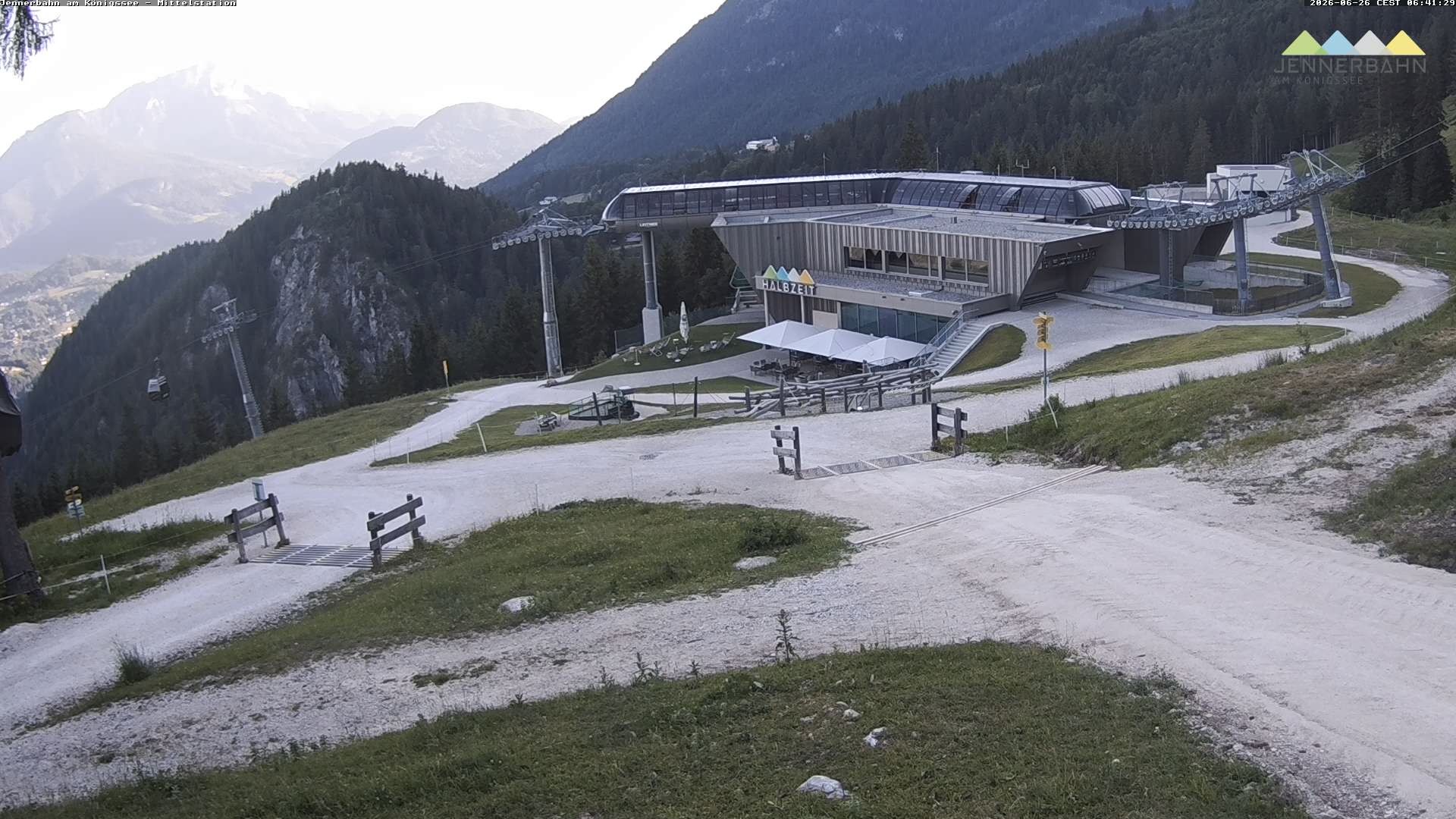 Archived image Webcam Lake Königssee: Jenner Mountain Mid Station