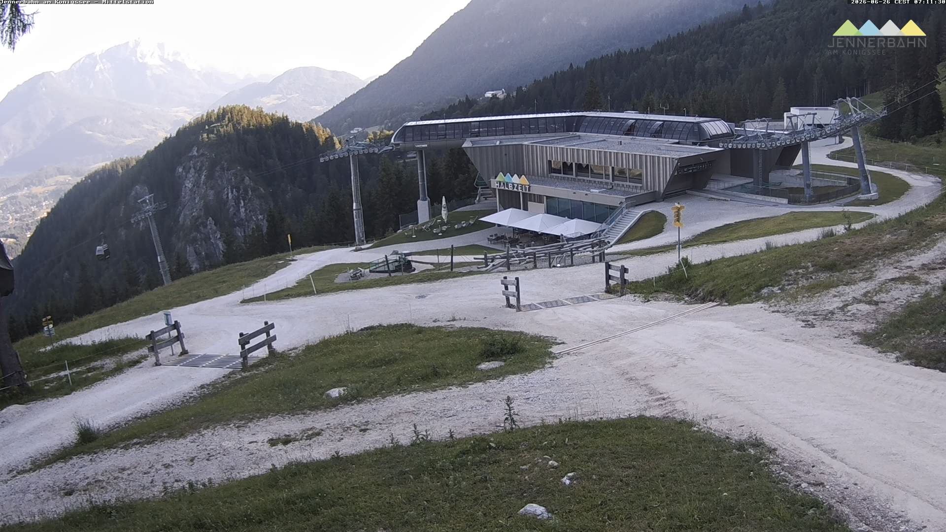 Archived image Webcam Lake Königssee: Jenner Mountain Mid Station
