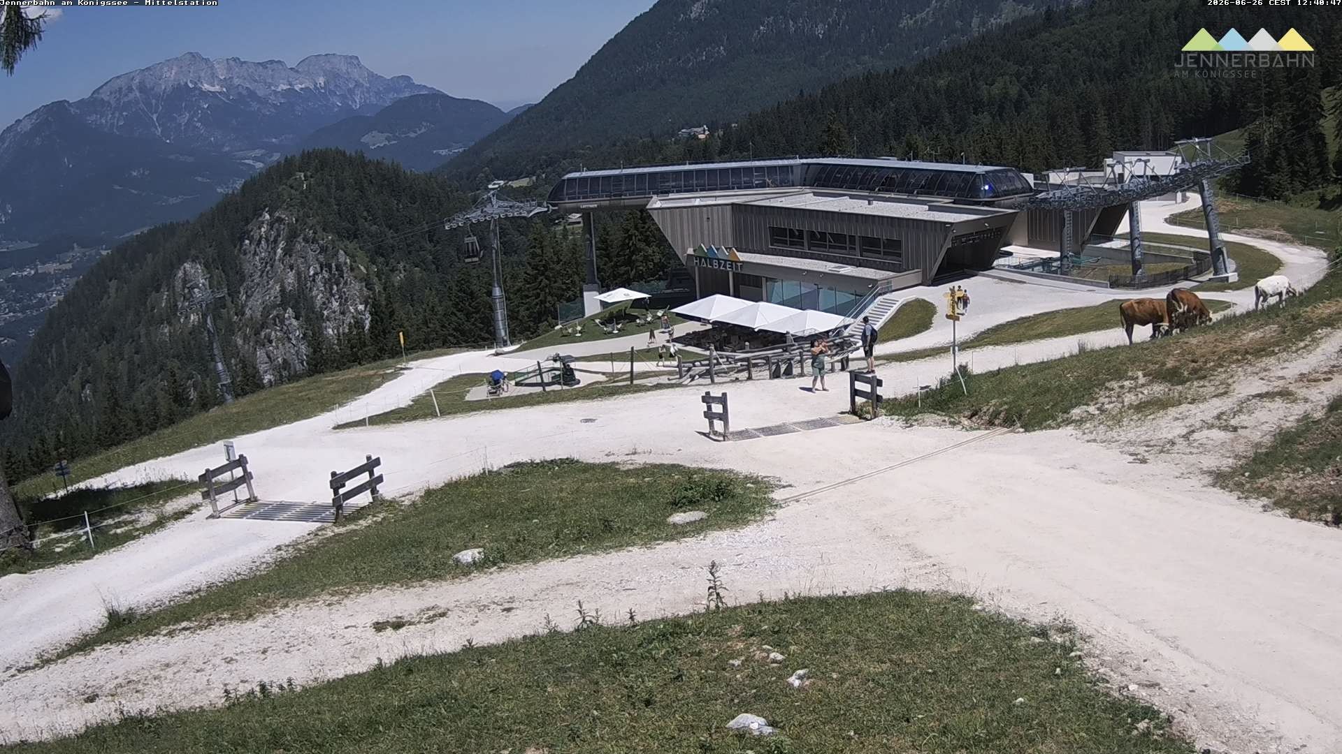 Archived image Webcam Lake Königssee: Jenner Mountain Mid Station