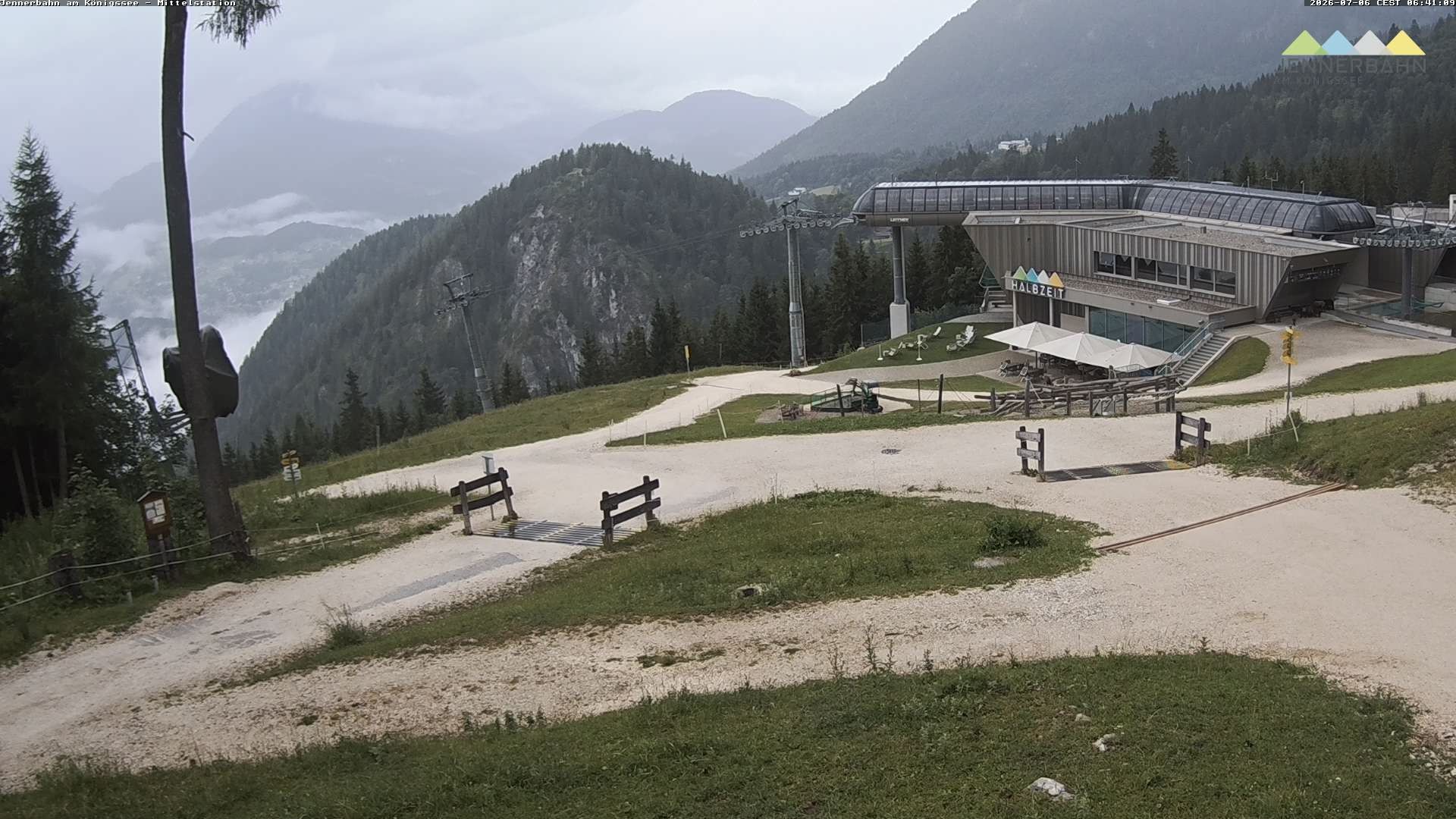 Archived image Webcam Lake Königssee: Jenner Mountain Mid Station