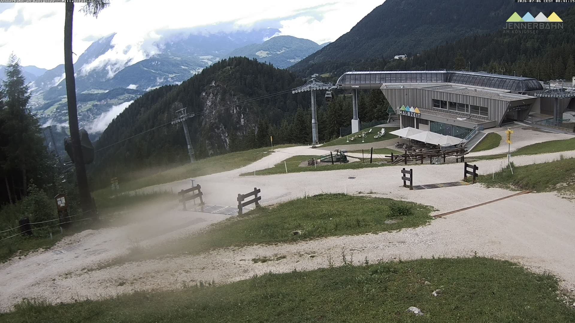 Archived image Webcam Lake Königssee: Jenner Mountain Mid Station
