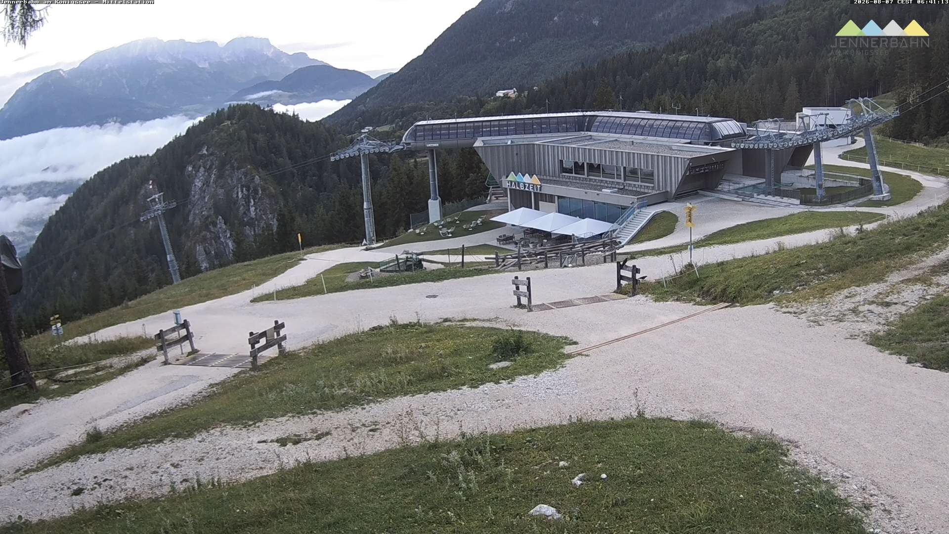Archived image Webcam Lake Königssee: Jenner Mountain Mid Station