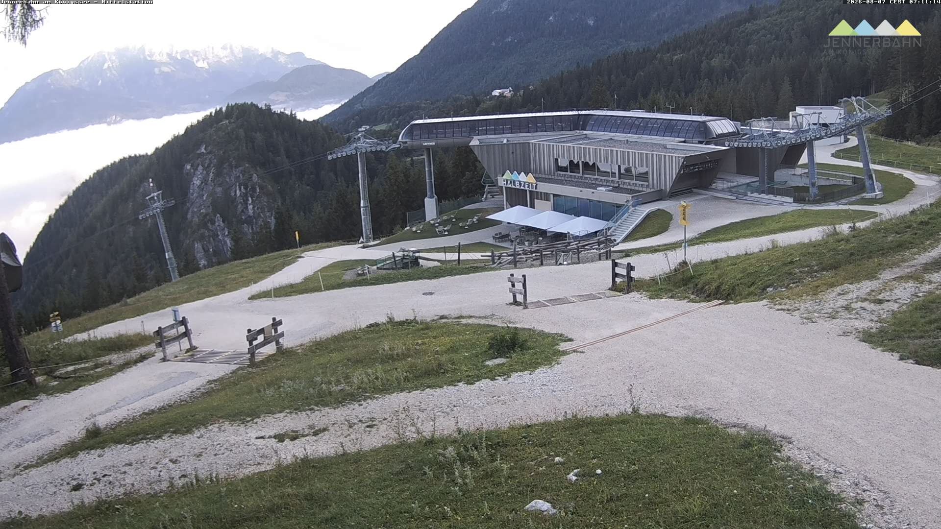 Archived image Webcam Lake Königssee: Jenner Mountain Mid Station