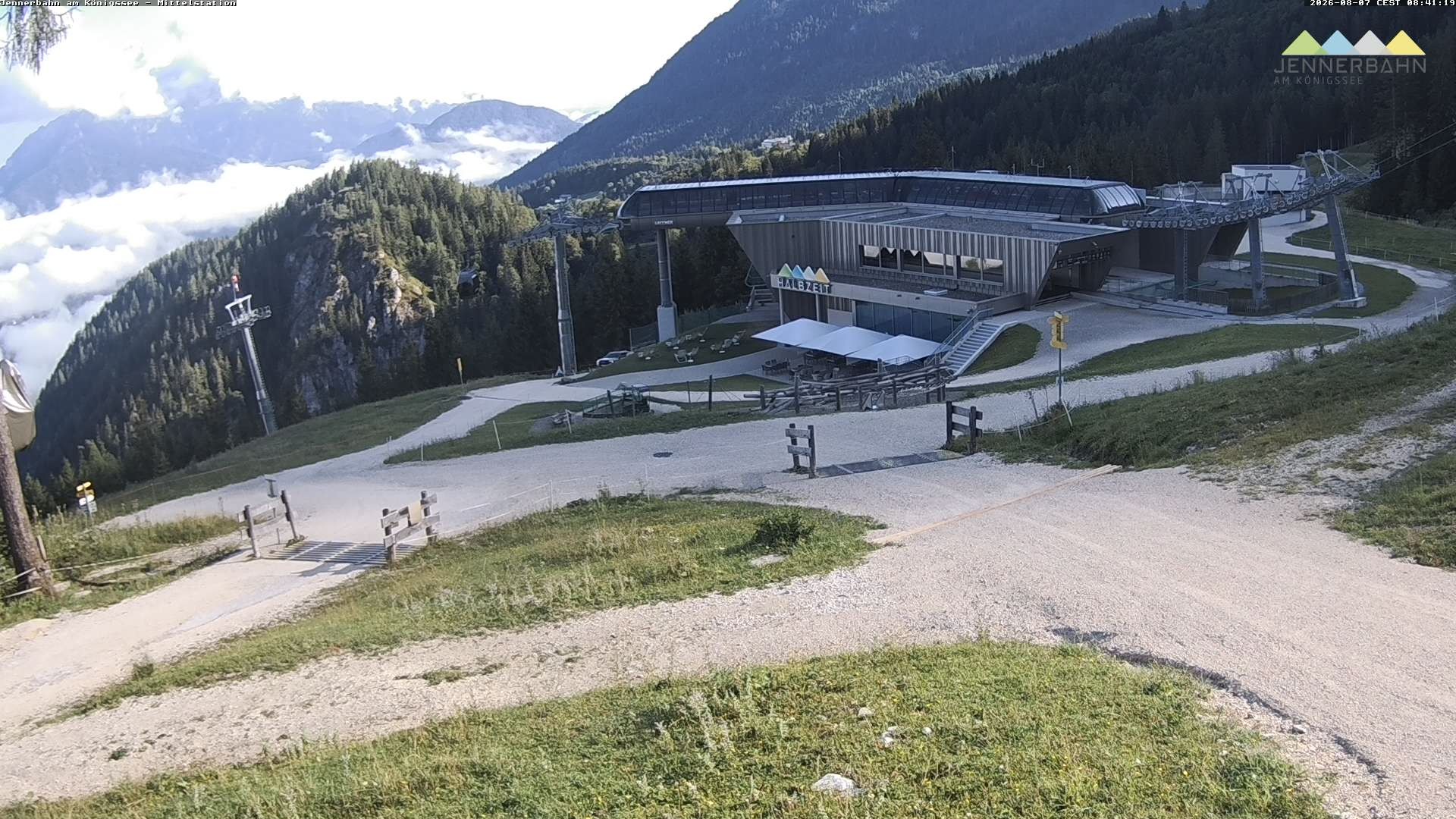 Archived image Webcam Lake Königssee: Jenner Mountain Mid Station