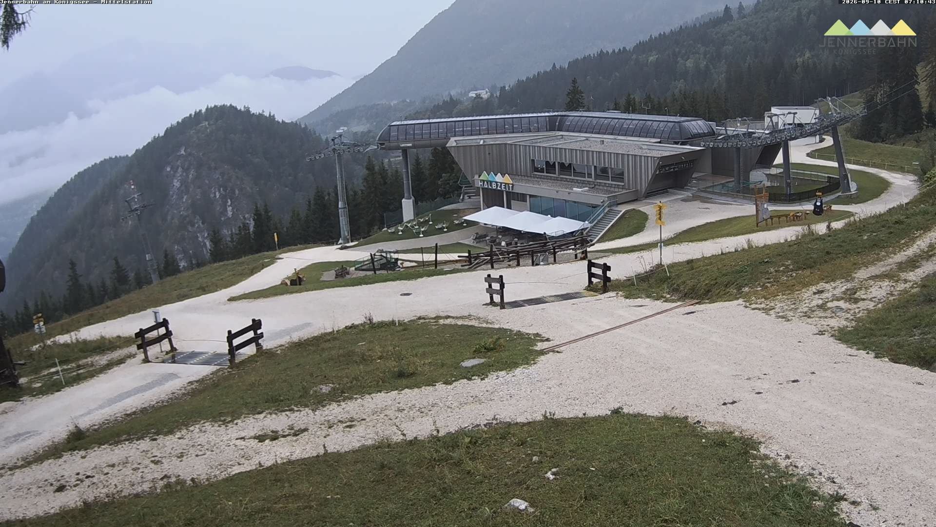Archived image Webcam Lake Königssee: Jenner Mountain Mid Station