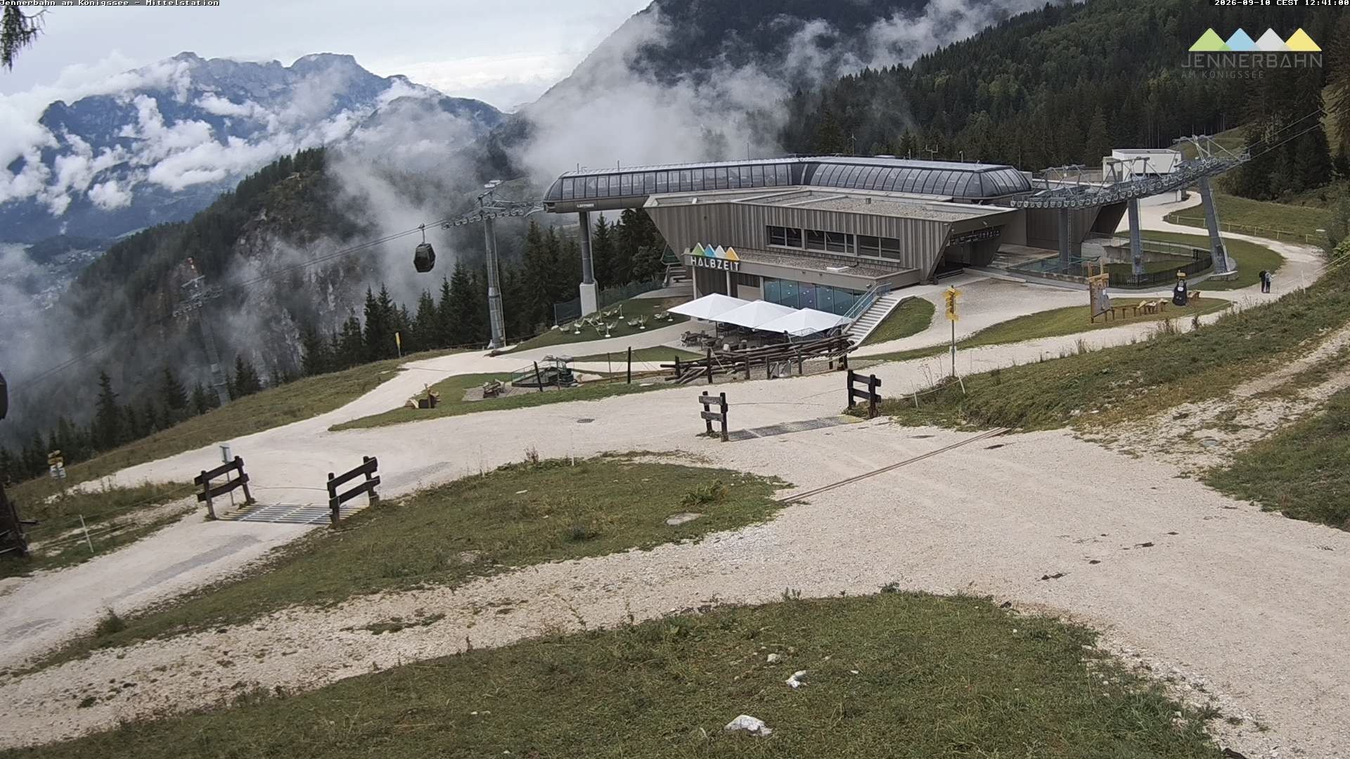 Archived image Webcam Lake Königssee: Jenner Mountain Mid Station