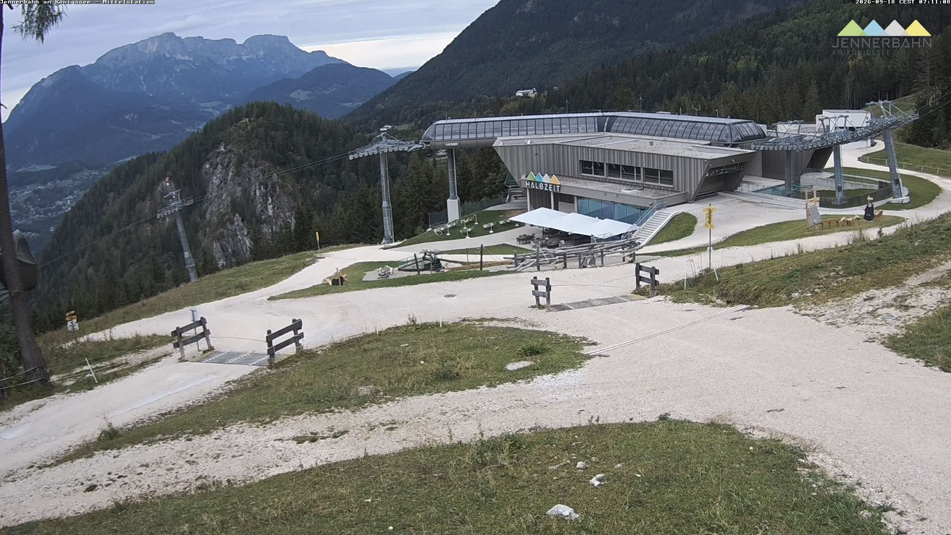 Archived image Webcam Lake Königssee: Jenner Mountain Mid Station