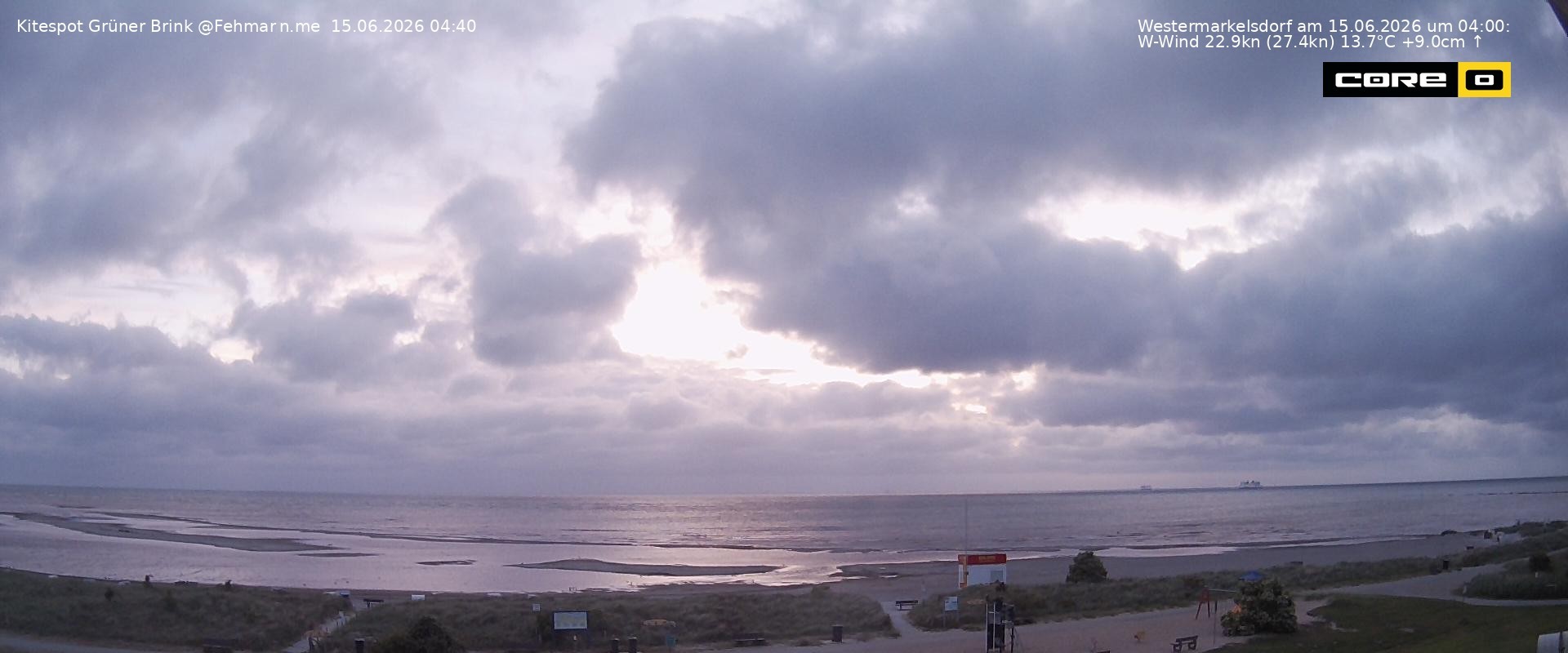 Archived image Webcam Fehmarn - Kitespot and Beach Grüner Brink