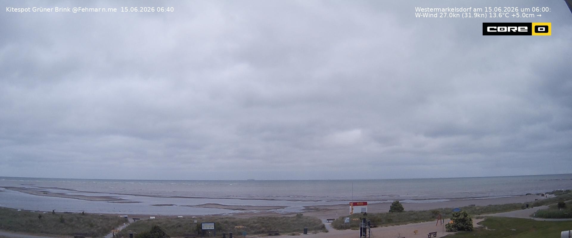 Archived image Webcam Fehmarn - Kitespot and Beach Grüner Brink