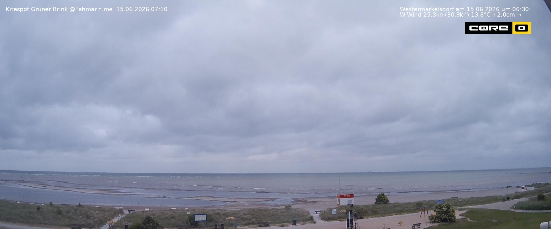 Archived image Webcam Fehmarn - Kitespot and Beach Grüner Brink