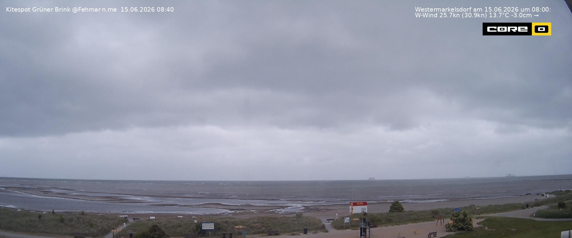 Archived image Webcam Fehmarn - Kitespot and Beach Grüner Brink