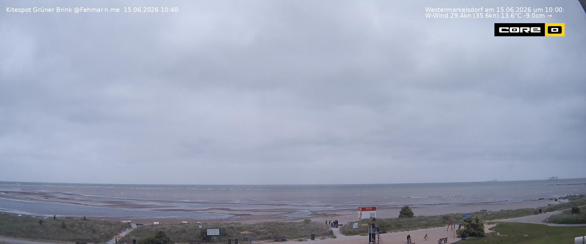 Archived image Webcam Fehmarn - Kitespot and Beach Grüner Brink