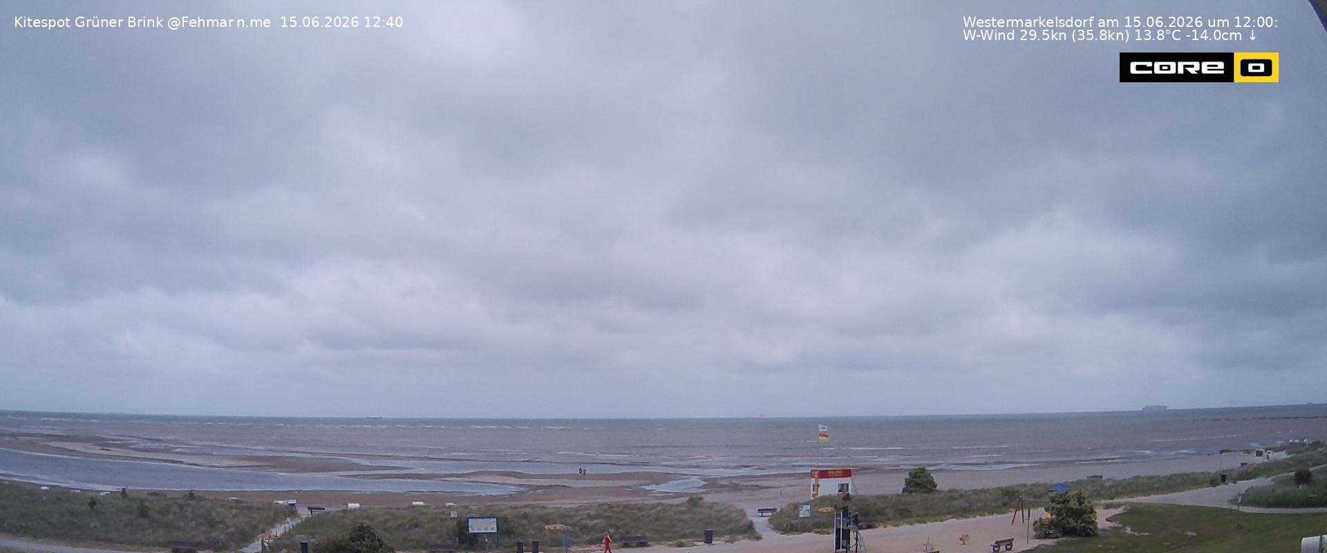 Archived image Webcam Fehmarn - Kitespot and Beach Grüner Brink