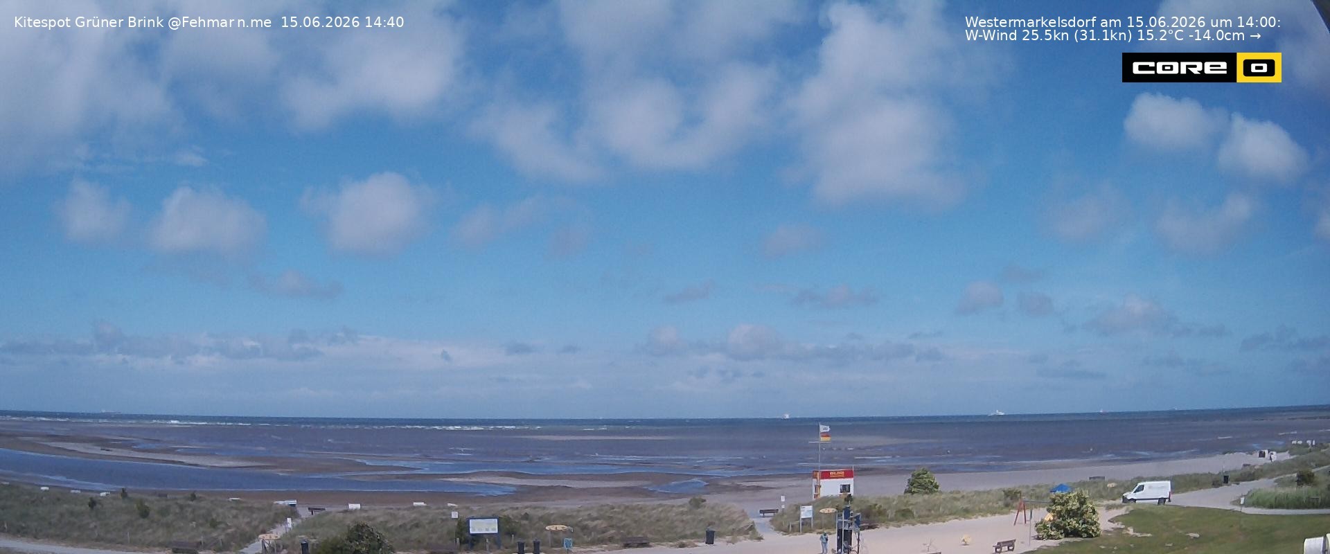 Archived image Webcam Fehmarn - Kitespot and Beach Grüner Brink