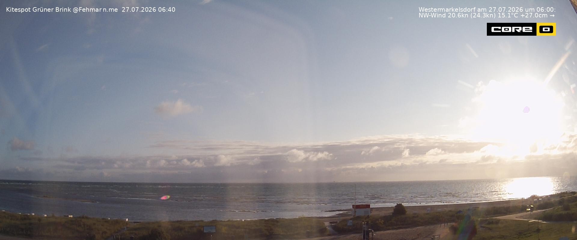 Archived image Webcam Fehmarn - Kitespot and Beach Grüner Brink