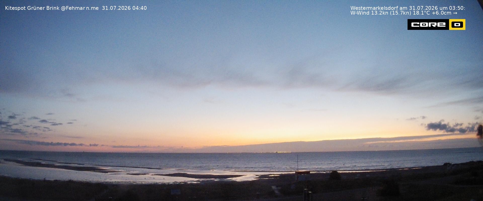 Archived image Webcam Fehmarn - Kitespot and Beach Grüner Brink