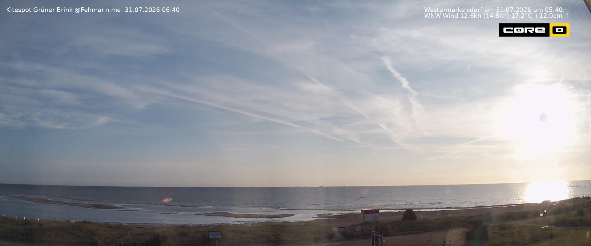 Archived image Webcam Fehmarn - Kitespot and Beach Grüner Brink