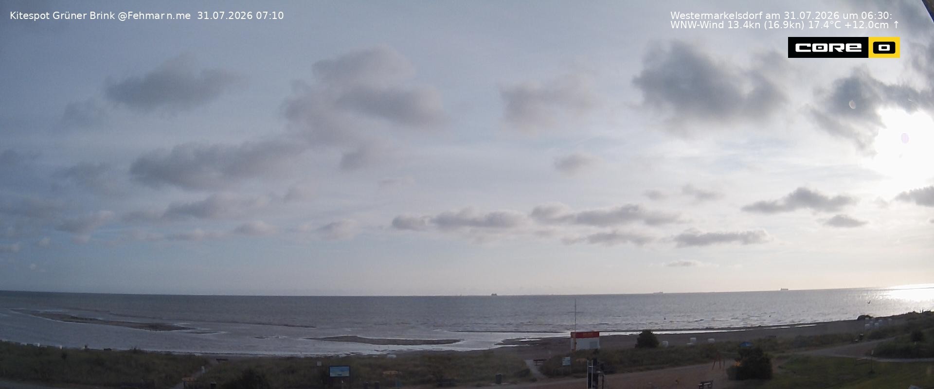 Archived image Webcam Fehmarn - Kitespot and Beach Grüner Brink