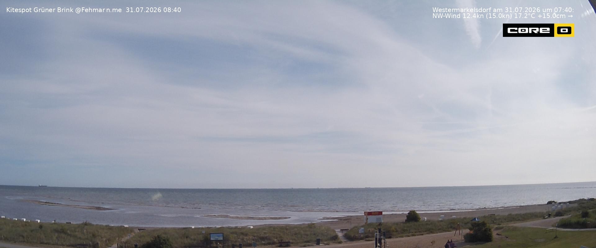 Archived image Webcam Fehmarn - Kitespot and Beach Grüner Brink