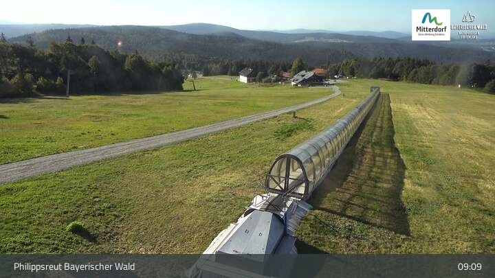 Archiv Foto Webcam Mitterdorf: Panoramablick Almberg mit Flyline