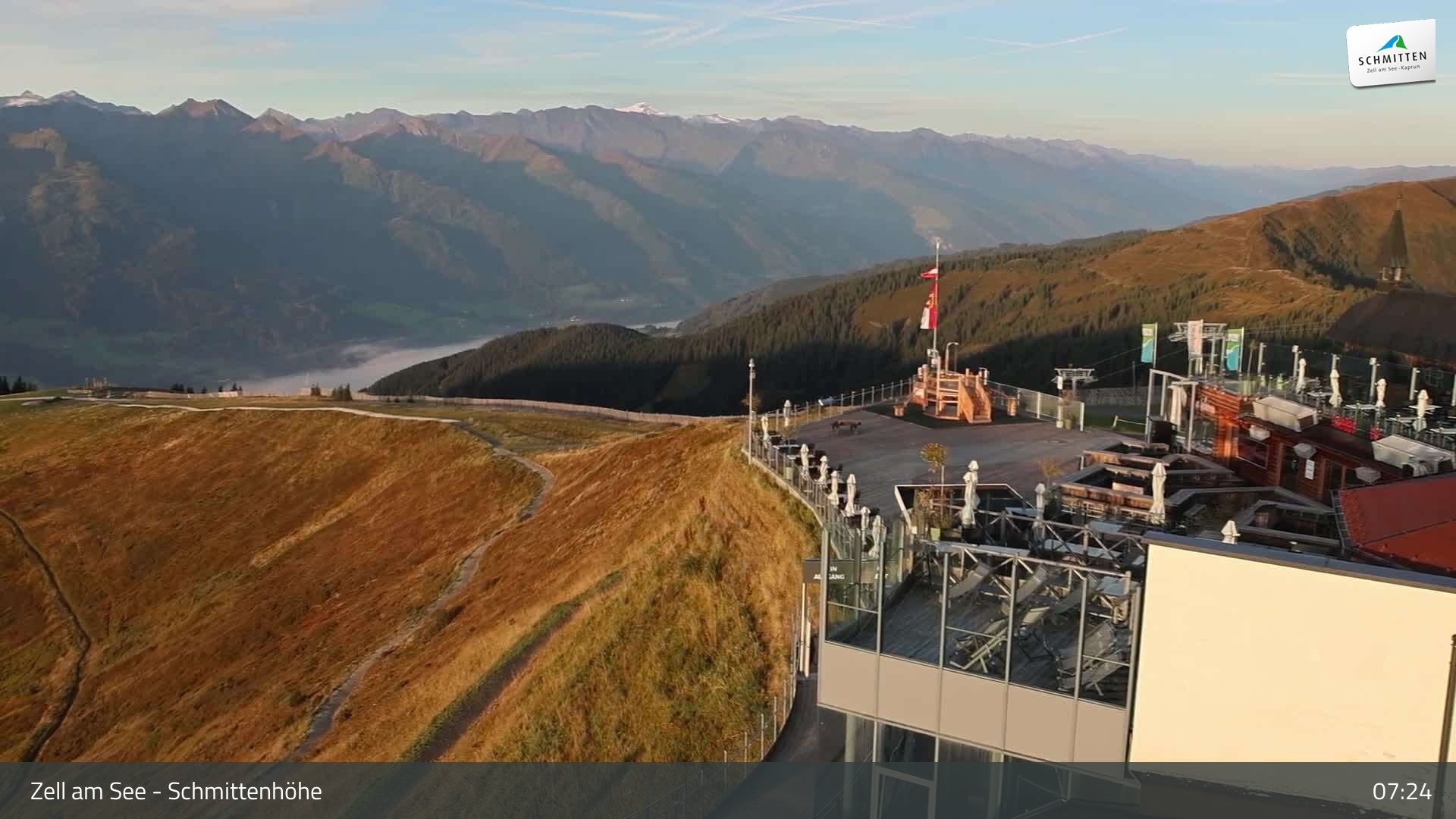 Archiv Foto Webcam Zell am See – Schmittenhöhe Bergstation und Kitzsteinhorn