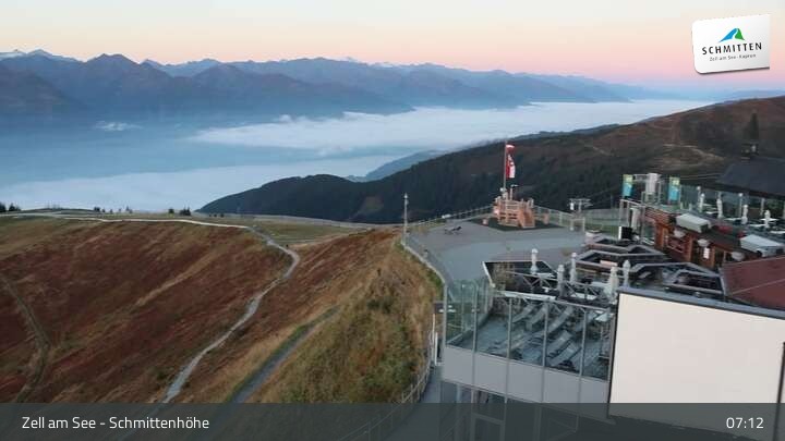 Archiv Foto Webcam Zell am See – Schmittenhöhe Bergstation und Kitzsteinhorn